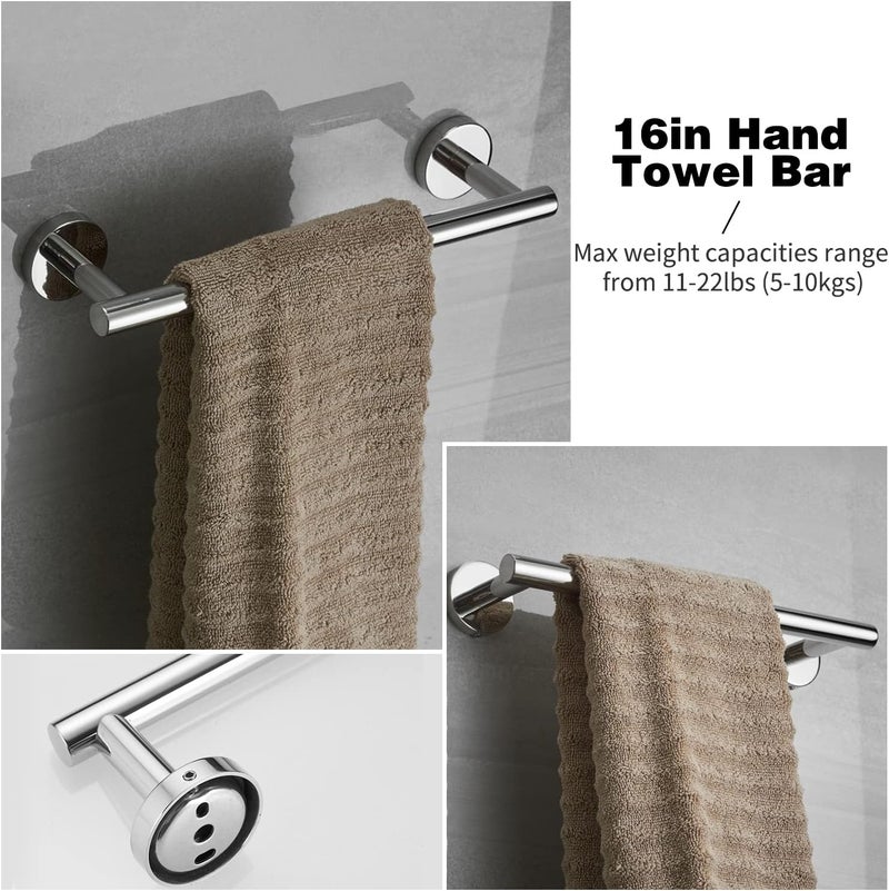 Ruby Q 5pcs Bathroom Hardware Set, Brushed Nickel Bathroom Hardware Set, Including 16" Hand Towel Bars, Toilet Paper Holders, Towel Rings, Robe Towel Hooks - Image 2